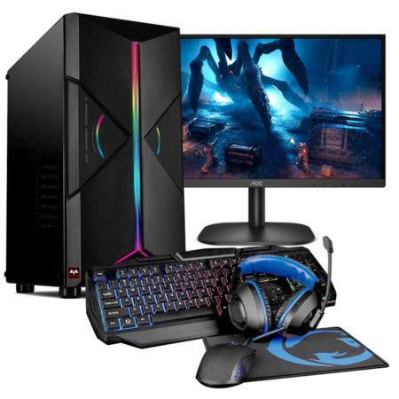 Pcman Game Pc Viper - AMD Ryzen 5 4600G - 8 GB - 240 GB SSD + Monitor + Headset + Muis + Toetsenbord met Windows 11 Pro